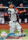 #64 Giancarlos Stanton Miami Marlins 2018 Topps Series 1 Baseball Card EAR