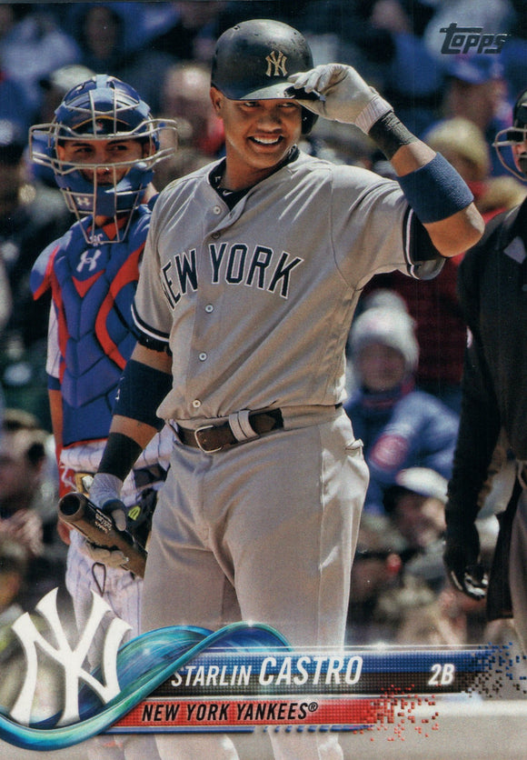 #109 Starlin Castro New York Yankees 2018 Topps Series 1 Baseball Card EAS