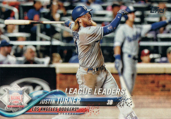 #108 Justin Turner League Leaders Los Angeles Dodgers YD 2018 Topps Series 1 Baseball Card EAS