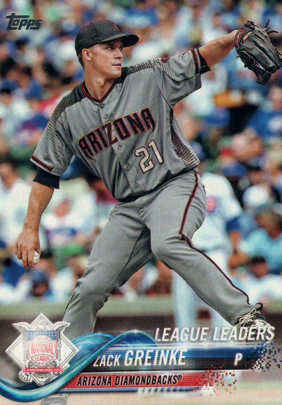#146 Zack Greinke League Leaders Arizona Diamondbacks 2018 Topps Series 1 Baseball Card EAS