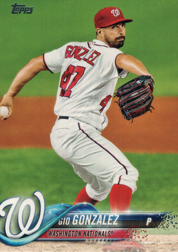 #113 Gio Gonzalez Washington Natonals 2018 Topps Series 1 Baseball Card EAT