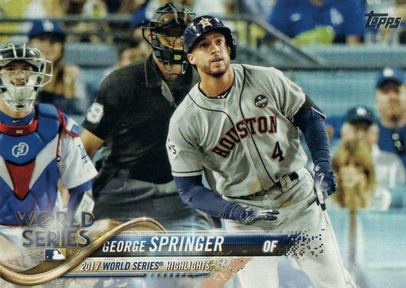 #154 George Springer 2017 World Series Jighlights Houston Astros 2018 Topps Series 1 Baseball Card EAT