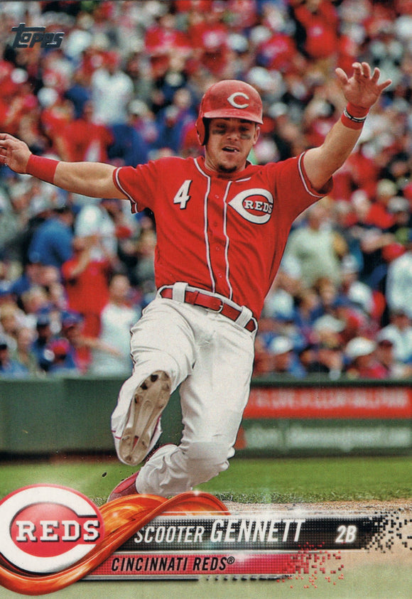 #153 Scooter Gennett Cincinnati Reds 2018 Topps Series 1 Baseball Card EAT