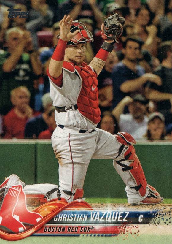#103 Christian Vazquez Boston Red Sox 2018 Topps Series 1 Baseball Card EAU