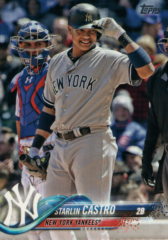 #109 Starlin Castro  New York Yankees 2018 Topps Series 1 Baseball Card EAU