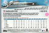 #109 Starlin Castro Chrome New York Yankees 2018 Topps Series 1 Baseball Card EAU