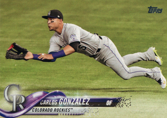 #110 Carlos Gonzalez Colorado Rockies  2018 Topps Series 1 Baseball Card EAU
