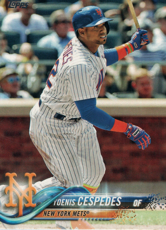 #125 Yoenis Cespedes New York Mets 2018 Topps Series 1 Baseball Card EAV