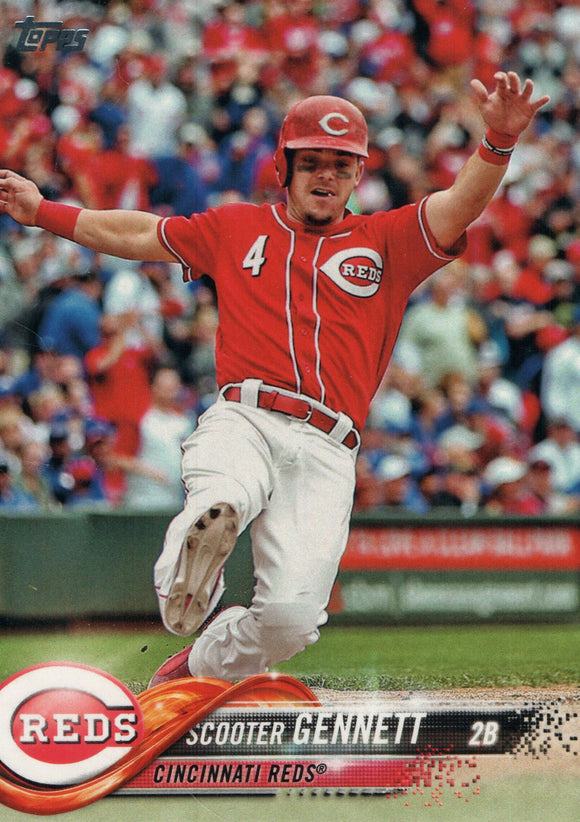 #153 Scooter Gennett Cincinnati Reds 2018 Topps Series 1 Baseball Card EAV