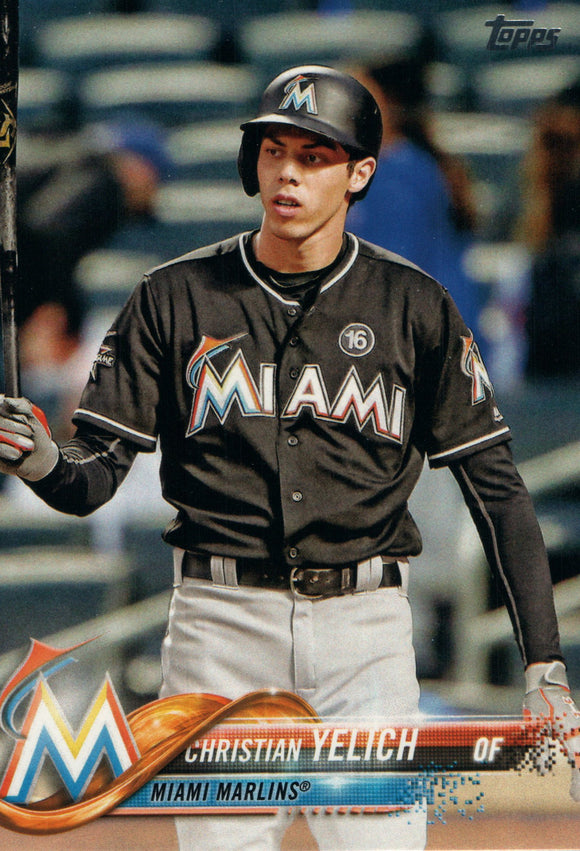 #170 Christian Yelich Miami Marlins 2018 Topps Series 1 Baseball Card EAV