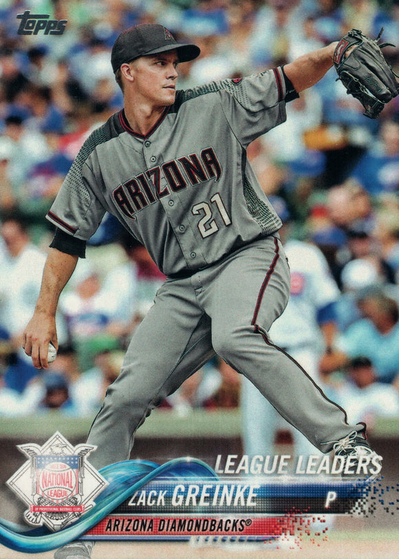 #146 Zack Greinke League Leaders Arizona Diamondbacks 2018 Topps Series 1 Baseball Card EAV