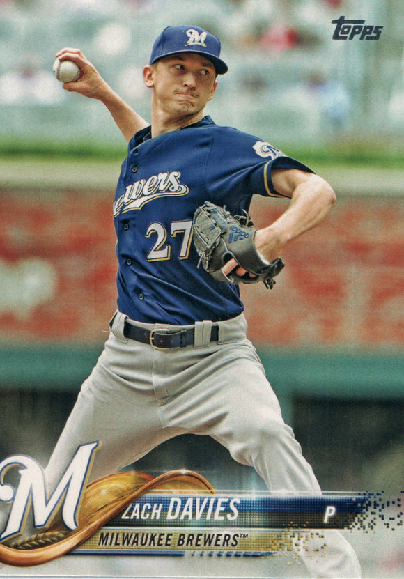 #255 Zach Davies Milwaukee Brewers 2018 Topps Series 1 Baseball Card EAW