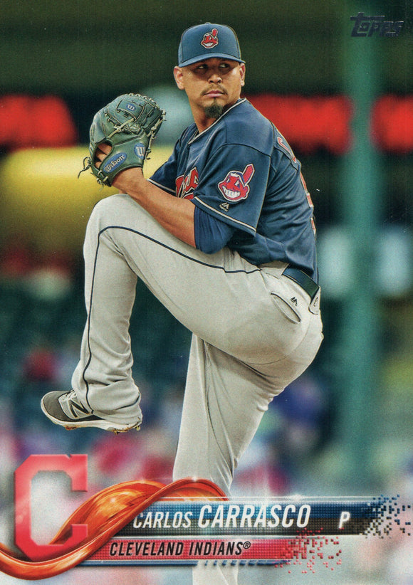 #120 Carlos Carrasco Cleveland Indians 2018 Topps Series 1 Baseball Card EAW