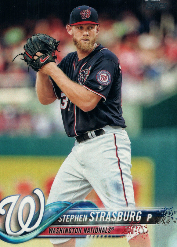 #233 Stephen Strasburg Washington Nationals 2018 Topps Series 1 Baseball Card EAX