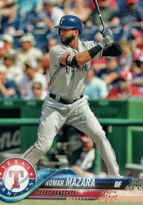 #133 Nomar Mazara Texas Rangers 2018 Topps Series 1 Baseball Card EAX