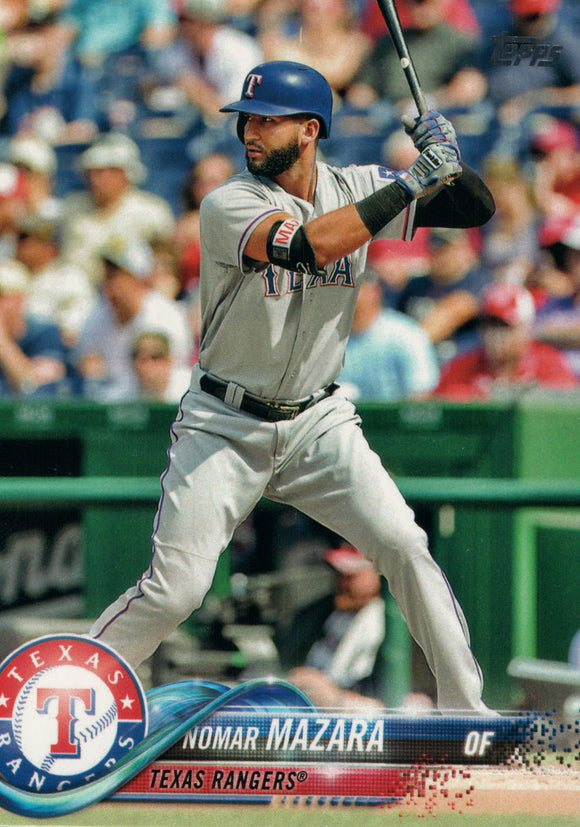 #133 Nomar Mazara Texas Rangers 2018 Topps Series 1 Baseball Card EAX
