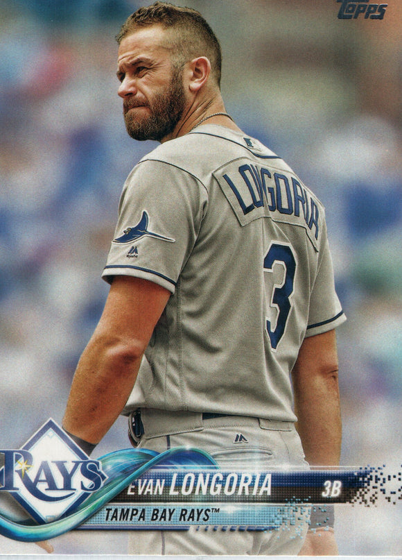 #223 Evan Longoria Tampa Bay Rays 2018 Topps Series 1 Baseball Card EAZ