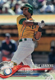 #218 Khris Davis League Leaders Oakland Athletics 2018 Topps Series 1 Baseball Card EAZ