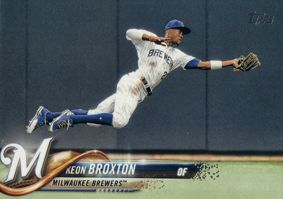 #61 Keon Broxton Milwaukee Brewers 2018 Topps Series 1 Baseball Card EAZ