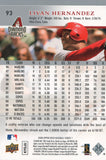 #93 Livan Hernandez Arizona Diamondbacks 2008 Upper Deck Series 1 Baseball Card FAK