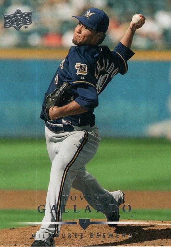 #53 Yovani Gallardo Milwaukee Brewers 2008 Upper Deck Series 1 Baseball Card FAK