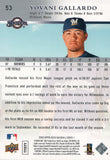 #53 Yovani Gallardo Milwaukee Brewers 2008 Upper Deck Series 1 Baseball Card FAK