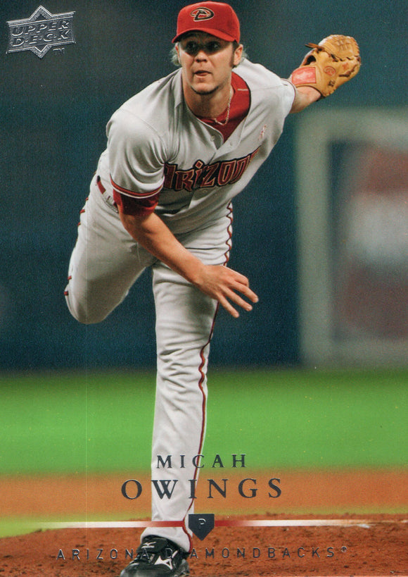 #92 Micah Owings Arizona Diamondbacks 2008 Upper Deck Series 1 Baseball Card FAK