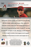 #382 Brandon Webb Arizona Diamondbacks 2008 Upper Deck Series 1 Baseball Card FAL