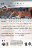 #331 Carlos Muniz Rookie New York Mets 2008 Upper Deck Series 1 Baseball Card FAT