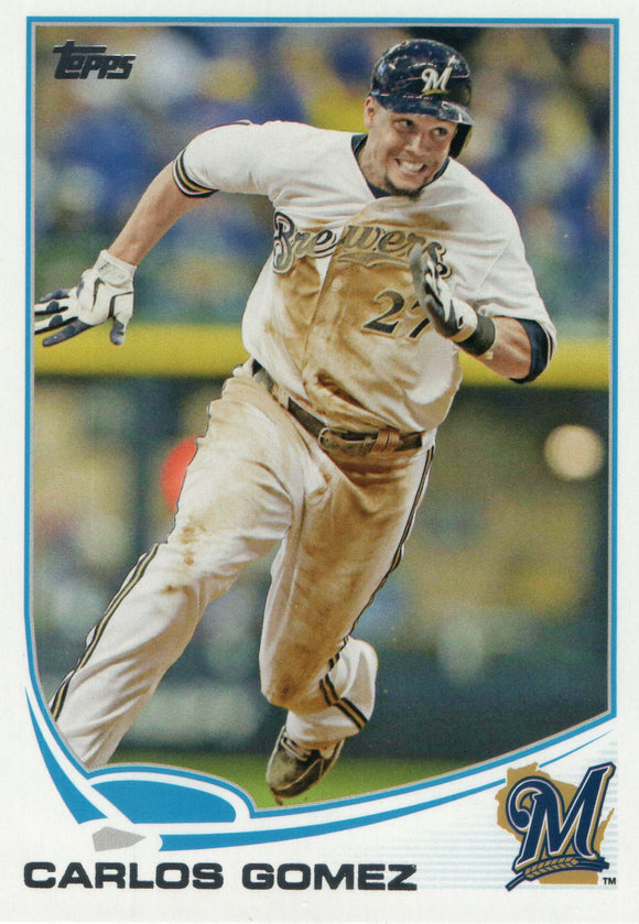 #619 Carlos Gomez Milwaukee Brewers 2013 Topps Baseball Card FAY