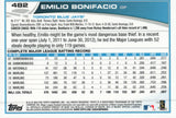 #482 Emilo Bonifacio Toronto Blue Jays 2013 Topps Baseball Card FAY