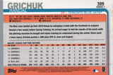 #309 Randal Grichhuk Toronto Blue Jays  2019 Topps Series 1 Baseball Card FAZ