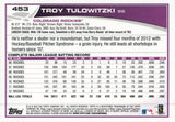 #453 Troy Tulowitzki Colorado Rockies 2013 Topps Baseball Card FAZ
