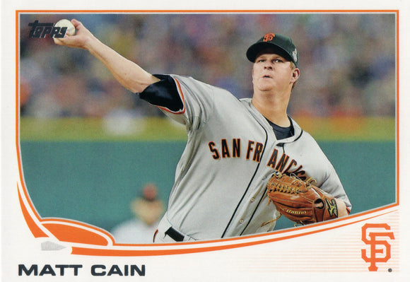#587 Matt Cain San Francisco Giants 2013 Topps Baseball Card FAZ