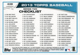 #448 Tim Hudson Checklist Atlanta Braves 2013 Topps Baseball Card FAZ
