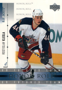 #28 Rostislav Klesla UD Futures Team Rookie Columbus Blue Jackets 2002-03 Upper Deck Honor Roll Hockey  Card