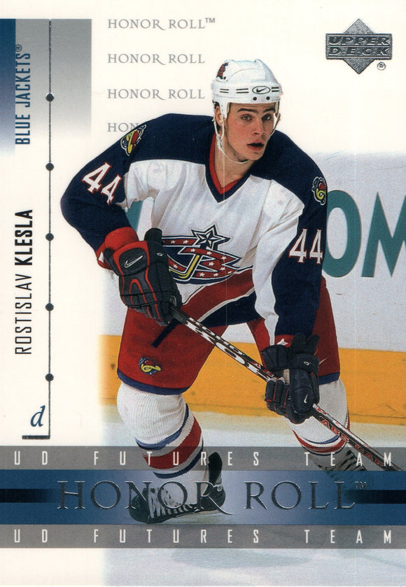 #28 Rostislav Klesla UD Futures Team Rookie Columbus Blue Jackets 2002-03 Upper Deck Honor Roll Hockey  Card