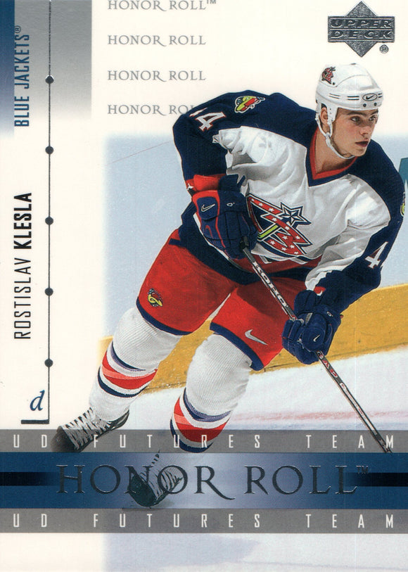 #58 Rostislav Klesla UD Futures Team Rookie Columbus Blue Jackets 2002-03 Upper Deck Honor Roll Hockey  Card