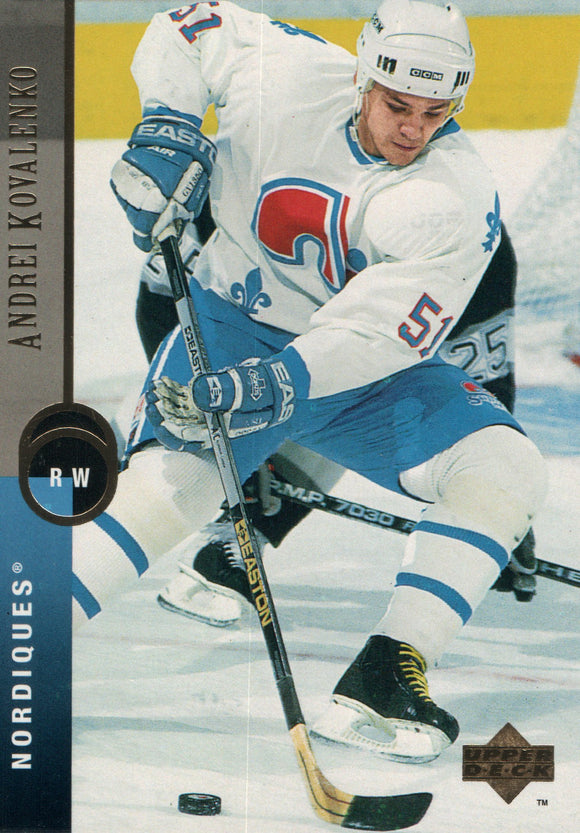 #272 Andrei Kovalenko Quebec Nordiques 1995-96 Upper Deck Hockey Card FAB