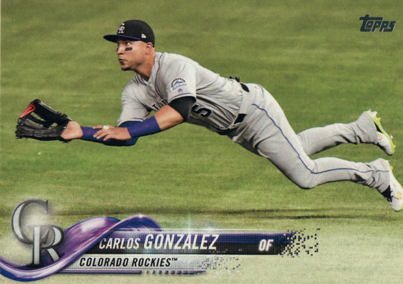 #110 Carlos Gonzalez Colorado Rockies 2018 Topps Series 1 Baseball Card GD FAC