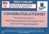 84A-RO Ryan O'Hearn Auto Kansas City Royals 2019 Topps Series 1 Baseball Card FAF