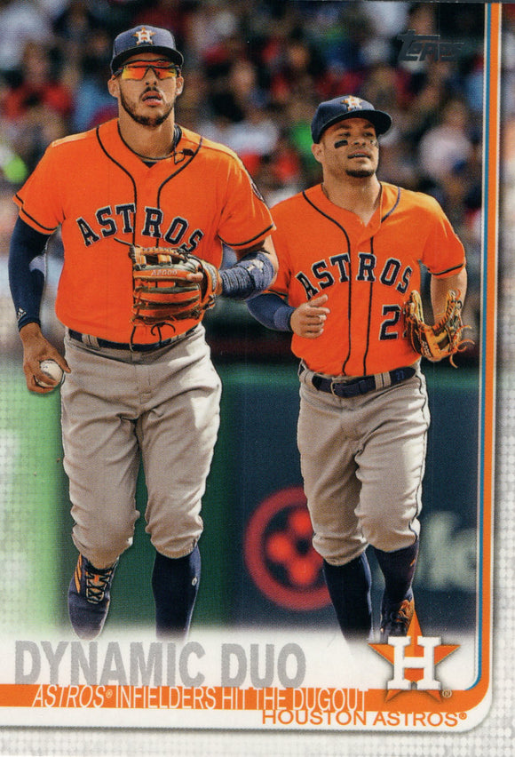 #294 Astros Infielders Hit The Dugout Dynamic Duo Houston Astros 2019 Topps Series 1 Baseball Card FAF