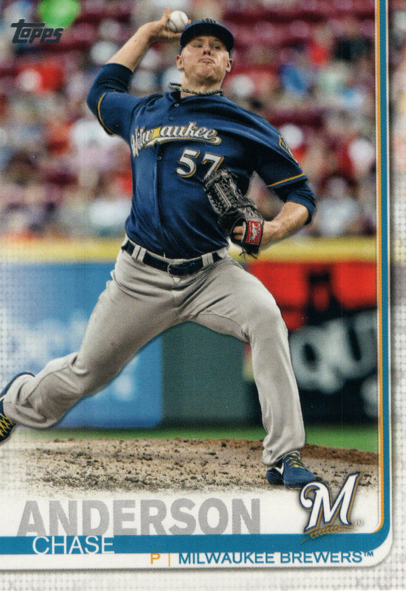 #5 Chase Anderson Milwaukee Brewers 2019 Topps Series 1 Baseball Card FAF