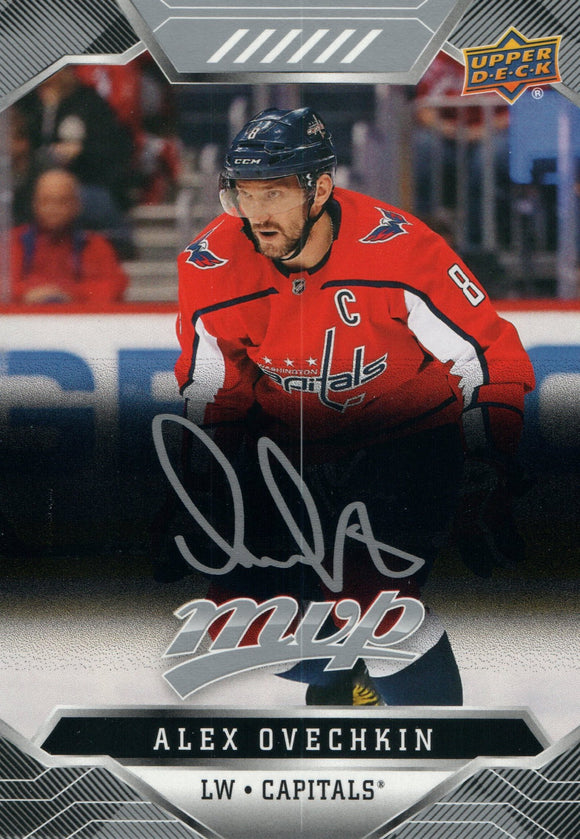 #218 Alex Ovechkin Silver Scripts Washington Capitals 2019-20 Upper Deck MVP Hockey Card