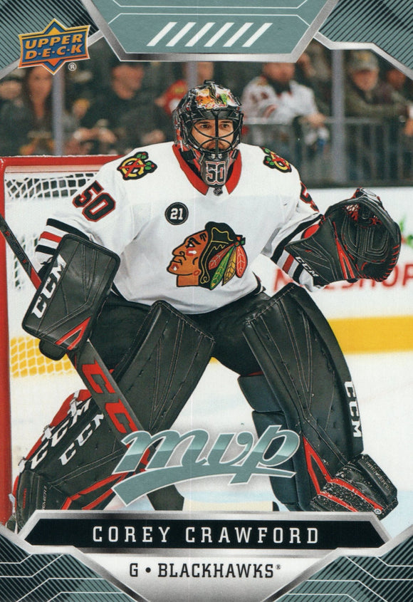 #110 Corey Crawford Chicago Blackhawks 2019-20 Upper Deck MVP Hockey Card