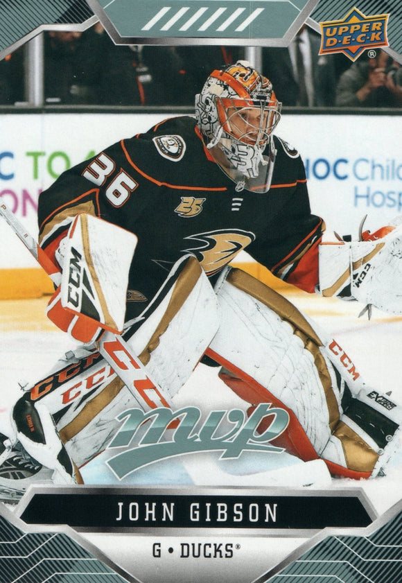 #92 John Gibson Anaheim Ducks 2019-20 Upper Deck MVP Hockey Card