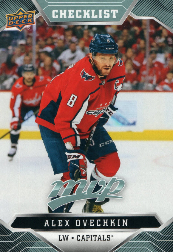 #100 Alex Ovechkin Checklist Washington Capitals 2019-20 Upper Deck MVP Hockey Card