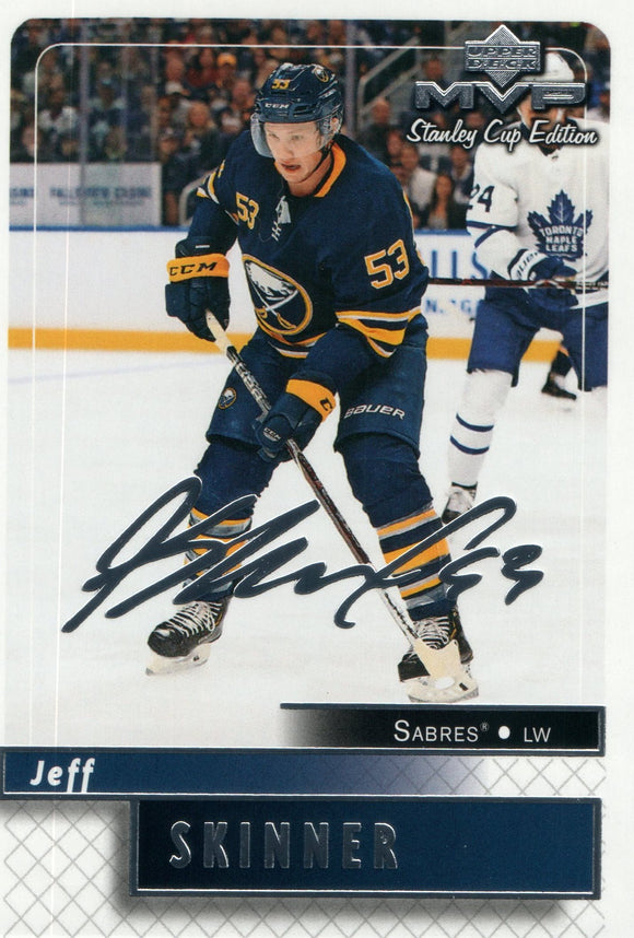 #34 Jeff Skinner Silver Scripts Stanley Cup Edition Buffalo Sabres 2019-20 Upper Deck MVP Hockey Card