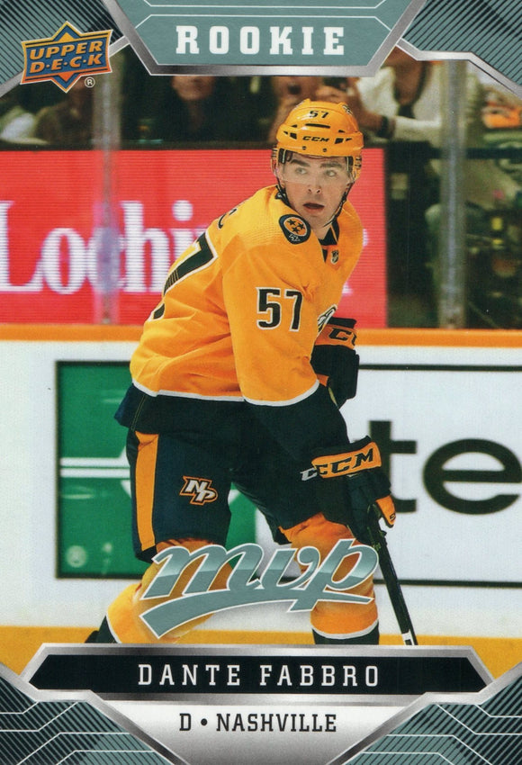 #237 Dante Fabbro Rookie Card Nashville Predators 2019-20 Upper Deck MVP Hockey Card