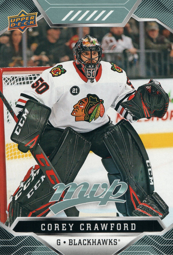#110 Corey Crawford Chicago Blackhawks 2019-20 Upper Deck MVP Hockey Card